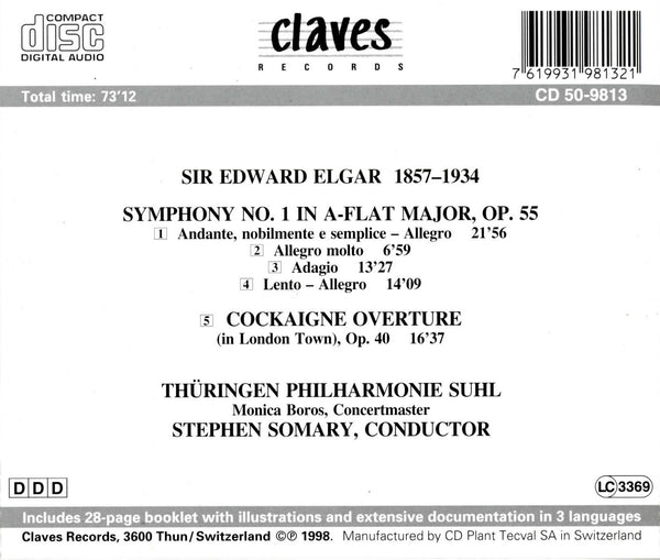 (1998) Sir Edward Elgar: Symphony No. 1, Op. 55 / Cockaigne Overture, Op. 40 / CD 9813 - Claves Records