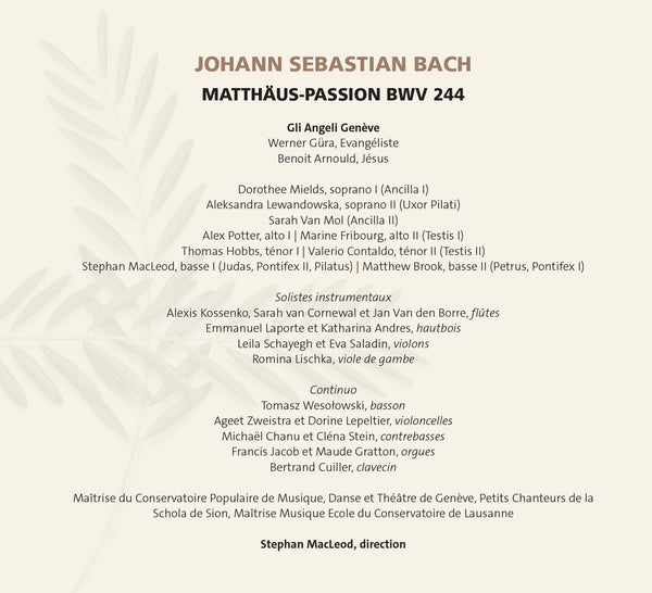 (2020) Bach: Matthäus-Passion / CD 3012/13 - Claves Records