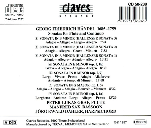 (1987) G.F. Handel: Sonaten Für Querflöte / CD 0238 - Claves Records (1987) G.F. Handel: Sonaten Für Querflöte / CD 0238 - Claves Records