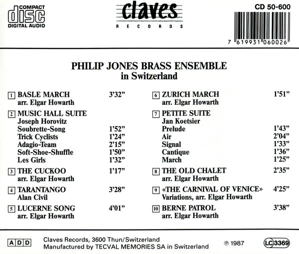 (1987) Philip Jones Brass Ensemble in Switzerland / CD 0600 - Claves Records