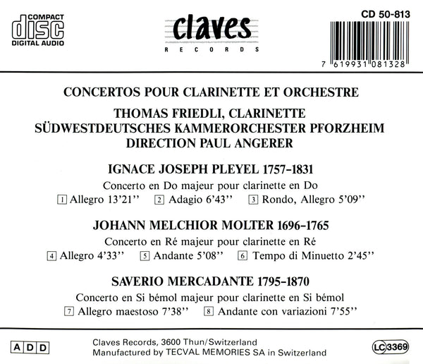 (1985) Classical Clarinet Concertos / CD 0813 - Claves Records