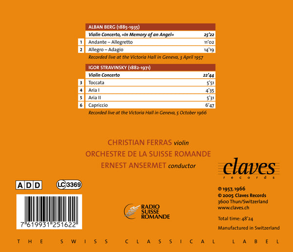 (2005) Berg & Stravinsky: Violin Concertos / CD 2516 - Claves Records
