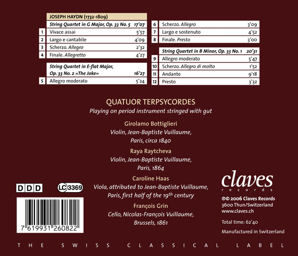 (2006) Haydn: Three String Quartets from Op. 33 / CD 2608 - Claves Records