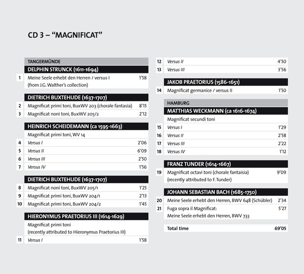 (2007) Buxtehude, Radeck, Strunck, Scheidemann, H & J. Praetorius, Weckmann, Tunder & J. S. Bach: Works for Organ / CD 2704-06 - Claves Records