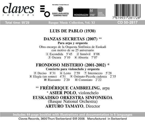(2008) L. de Pablo: Danzas Secretas - Frondoso Misterio / CD 2817 - Claves Records