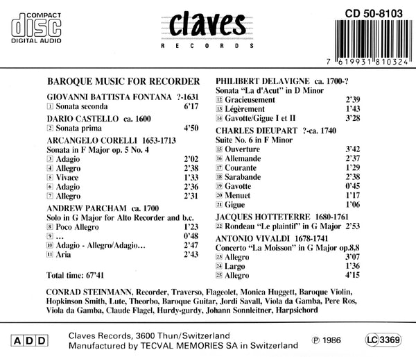 (1986) Baroque Music For Recorder / CD 8103 - Claves Records (1986) Baroque Music For Recorder / CD 8103 - Claves Records