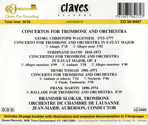 (1987) Concertos For Trombone & Orchestra / CD 8407 - Claves Records (1987) Concertos For Trombone & Orchestra / CD 8407 - Claves Records