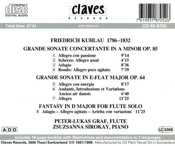 (1987) Friedrich Kuhlau/Flute Sonatas / CD 8705 - Claves Records (1987) Friedrich Kuhlau/Flute Sonatas / CD 8705 - Claves Records
