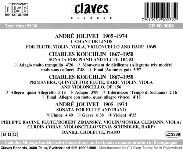 (1998) Jolivet & Koechlin: Chamber Music / CD 9003 - Claves Records