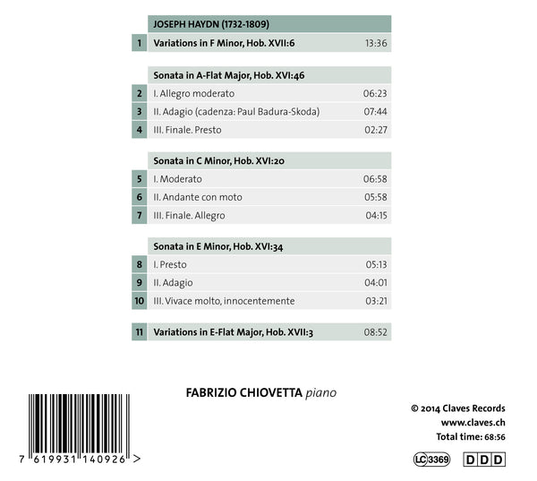 (2014) Haydn: Piano Sonatas & Variations – Fabrizio Chiovetta / CD 1409 - Claves Records