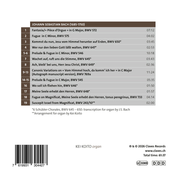 (2026) Bach: Organ Masterworks Vol. VI / CD 3044 - Claves Records
