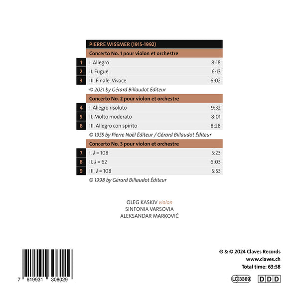 (2024) Pierre Wissmer: the violin concertos / CD 3080 - Claves Records