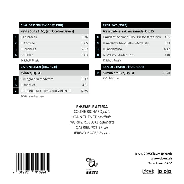 (2025) Debussy, Nielsen, Say, Barber - Ensemble Astera / CD 3139 - Claves Records