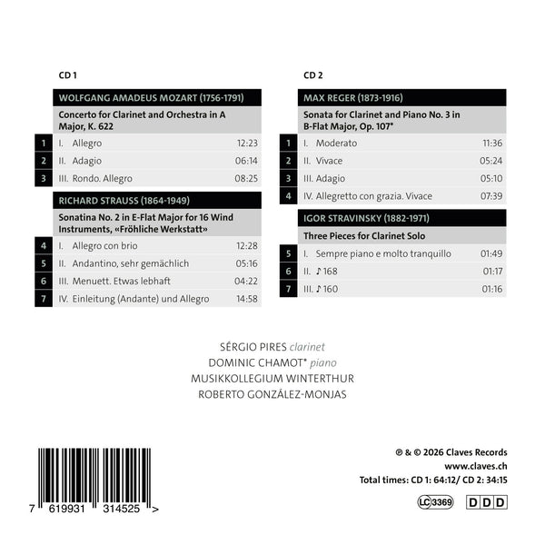 (2026) Mozart, R. Strauss, Reger, Stravinsky / CD 3415/46 - Claves Records