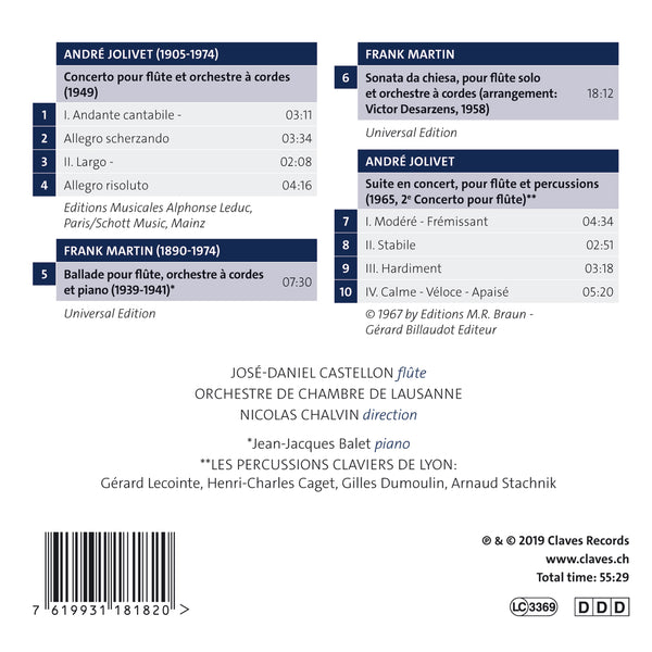 (2019) Martin & Jolivet: Works for Flute & Orchestra / CD 1818 - Claves Records
