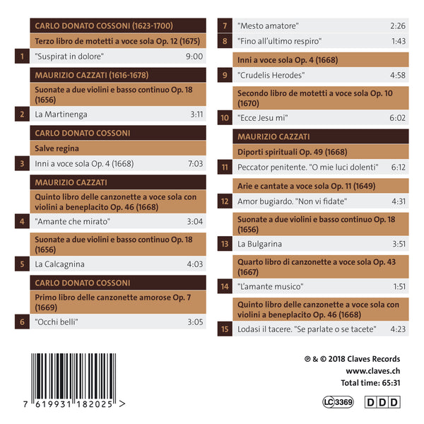 (2018) Music in Bologna around 1660 - Maurizio Cazzati & Carlo Donato Cossoni / CD 1820 - Claves Records