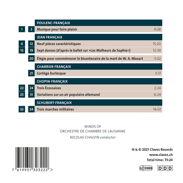 (2021) Jean Françaix: Works for winds / CD 3032 - Claves Records