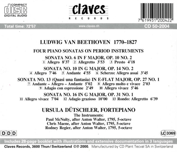 (2000) Beethoven: Four Piano Sonatas on Period Instruments / CD 2004 - Claves Records