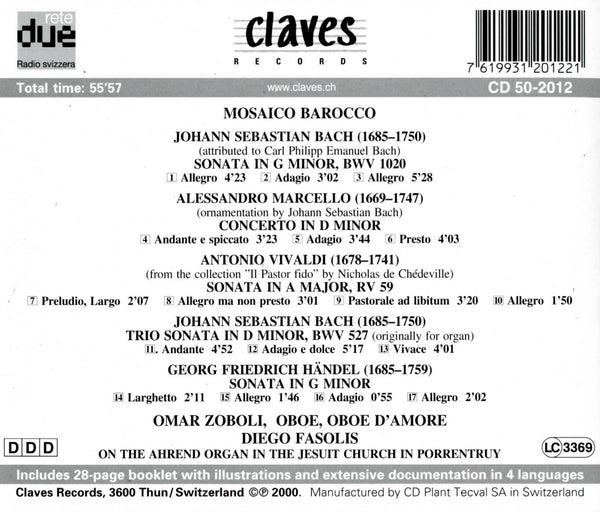 (2000) Bach, Marcello, Vivaldi, Händel: Works for Oboe & Organ / CD 2012 - Claves Records