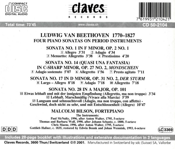 (2001) Beethoven: Piano Sonatas on Period Instruments / CD 2104 - Claves Records