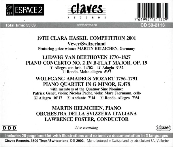 (2002) XIXth Clara Haskil Competition 2001 (Live Recording) / CD 2113 - Claves Records