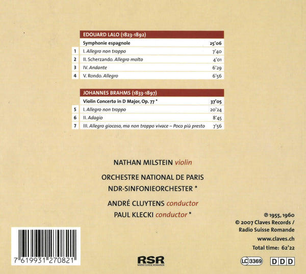 (2007) Lalo & Brahms: Violin Concertos / CD 2708 - Claves Records