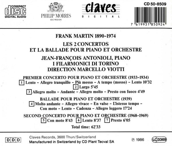 (1986) Martin: Complete Works for Piano & Orchestra / CD 8509 - Claves Records