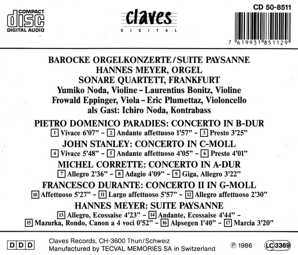 (1986) Barocke Orgelkonzerte / Suite Paysanne / CD 8511 - Claves Records