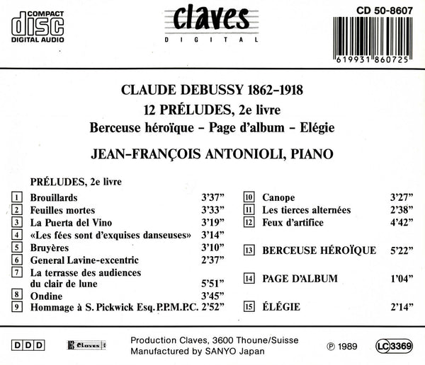 (1989) Claude Debussy/ 12 Preludes / CD 8607 - Claves Records