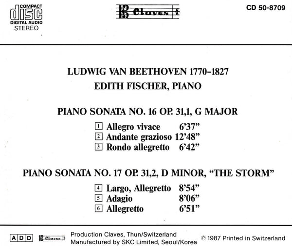 (1987) Beethoven: Piano Sonatas No. 16 in G Major, Op. 31 No. 1 & No. 17 in D Minor, Op. 31 No. 2 