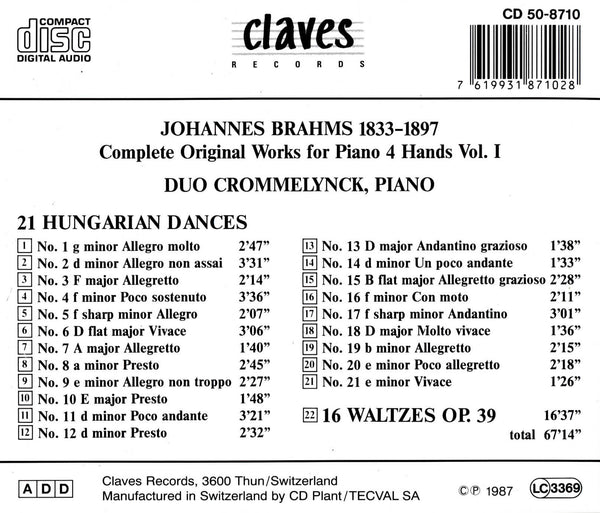 (1987) Complete Original Works for Piano 4 Hands Vol.1 / CD 8710 - Claves Records