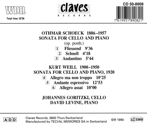(1990) Late Romantic Cello Sonatas / CD 8908 - Claves Records
