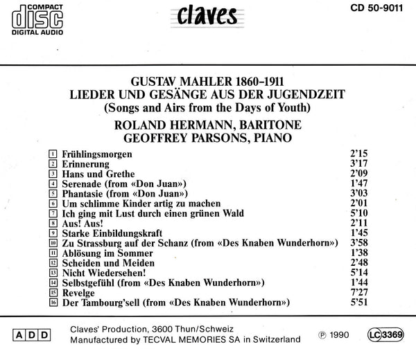 (1990) Mahler: Lieder und Gesänge aus der Jugendzeit / CD 9011 - Claves Records