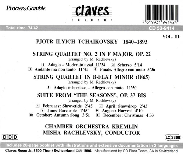 (1996) Tchaikovsky: Works for String Orchestra, Vol. 3 / CD 9414 - Claves Records