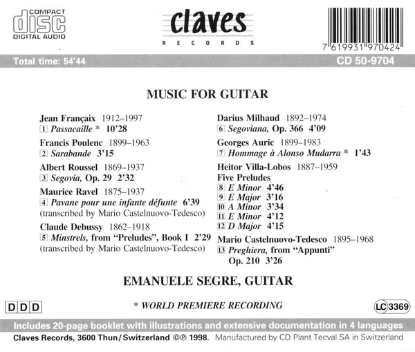 (1998) Music for Guitar / CD 9704 - Claves Records