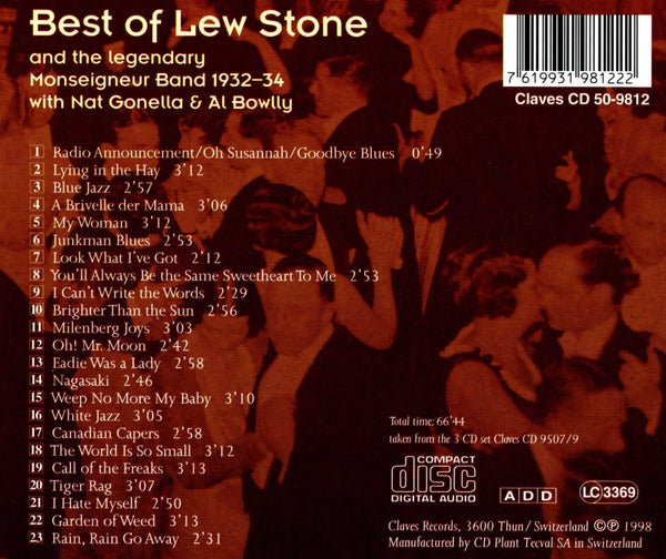 (1998) Best of Lew Stone & the Monseigneur Band, 1932-34 / CD 9812 - Claves Records