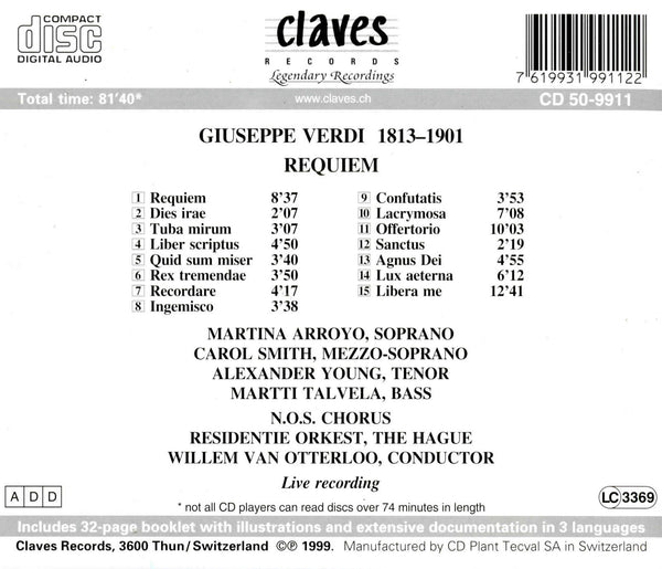 (1999) Verdi: Requiem (Live Recording, The Hague 1970) / CD 9911 - Claves Records
