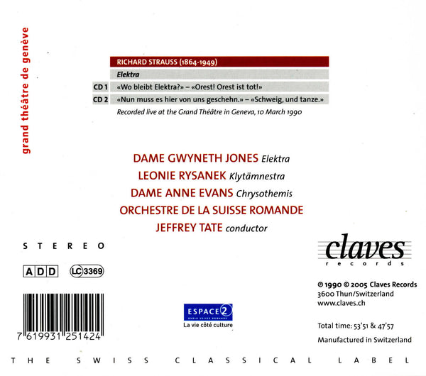 (2005) Richard Strauss: Elektra Op. 58 (Live Recording, Geneva 1990) / CD 2514/15 - Claves Records
