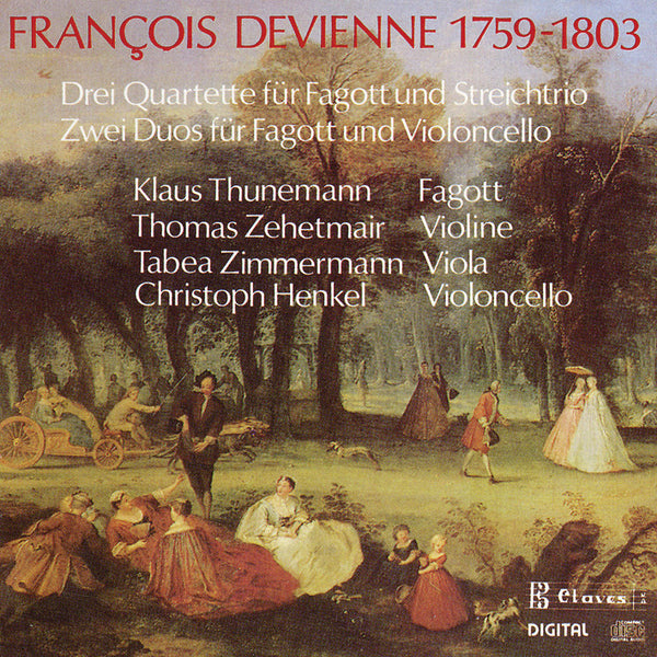 (1987) François Devienne: Drei Quartette für Fagott und Streichtrio / Zwei Duos für Fagott und Violoncello / CD 8714 - Claves Records