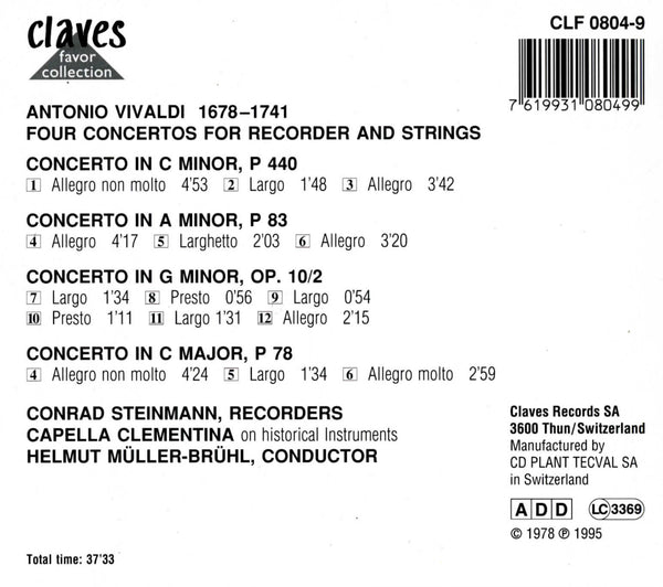 (1978) Vivaldi/ Flute Concertos / CLF 804-9 - Claves Records
