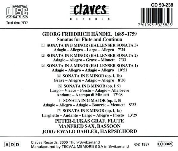 (1987) G.F. Handel: Sonaten Für Querflöte / CD 0238 - Claves Records