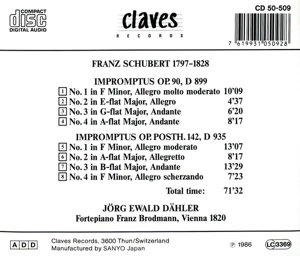 (1986) Schubert: Impromptus / CD 0509 - Claves Records