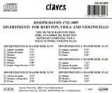 (1987) Joseph Haydn: Divertimenti For Baryton, Viola & Violoncello