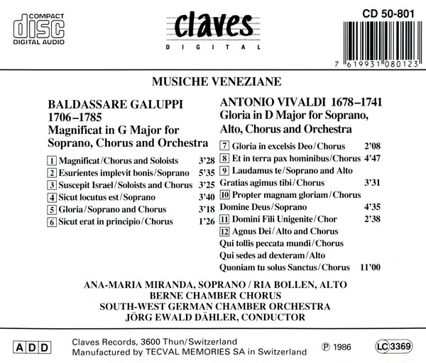 (1986) Musiche Veneziane / CD 0801 - Claves Records