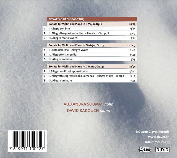 (2010) Grieg: The Violin Sonatas, Op. 8, Op. 13 & Op. 45 / CD 1002 - Claves Records
