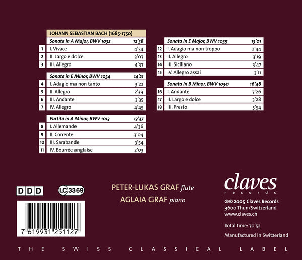 (2005) J. S. Bach: Six Flute Sonatas BWV 1032, 1034, 1013, 1035 & 1030 / CD 2511 - Claves Records