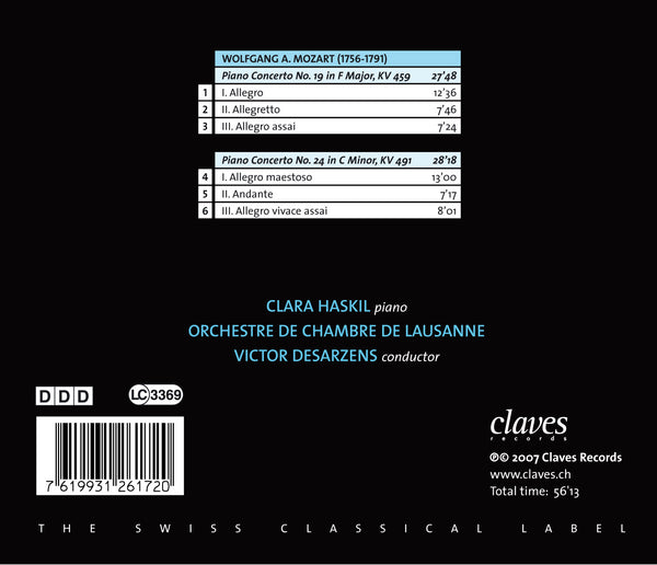 (2007) Mozart: Piano Concertos K. 459 & K. 491 / CD 2617 - Claves Records