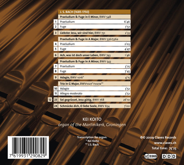 (2009) J.S. Bach: Organ Masterworks, Vol. I / CD 2908 - Claves Records