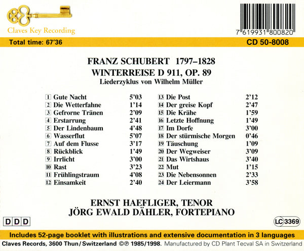 (1998) Schubert: Winterreise D. 911 / CD 8008 - Claves Records