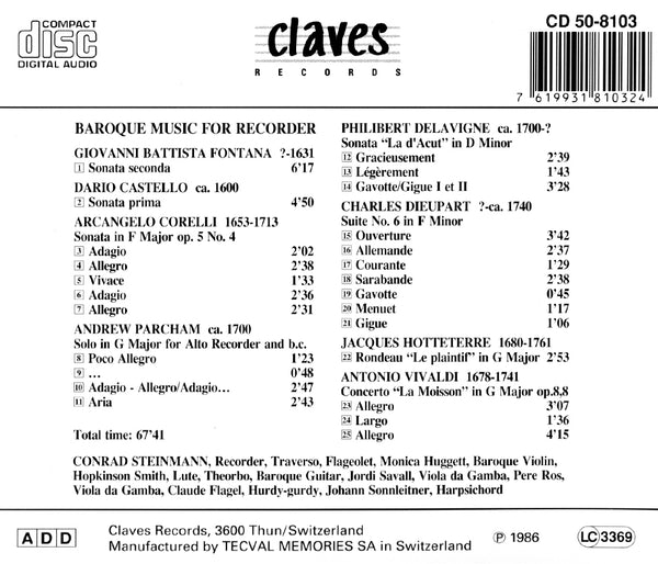 (1986) Baroque Music For Recorder / CD 8103 - Claves Records